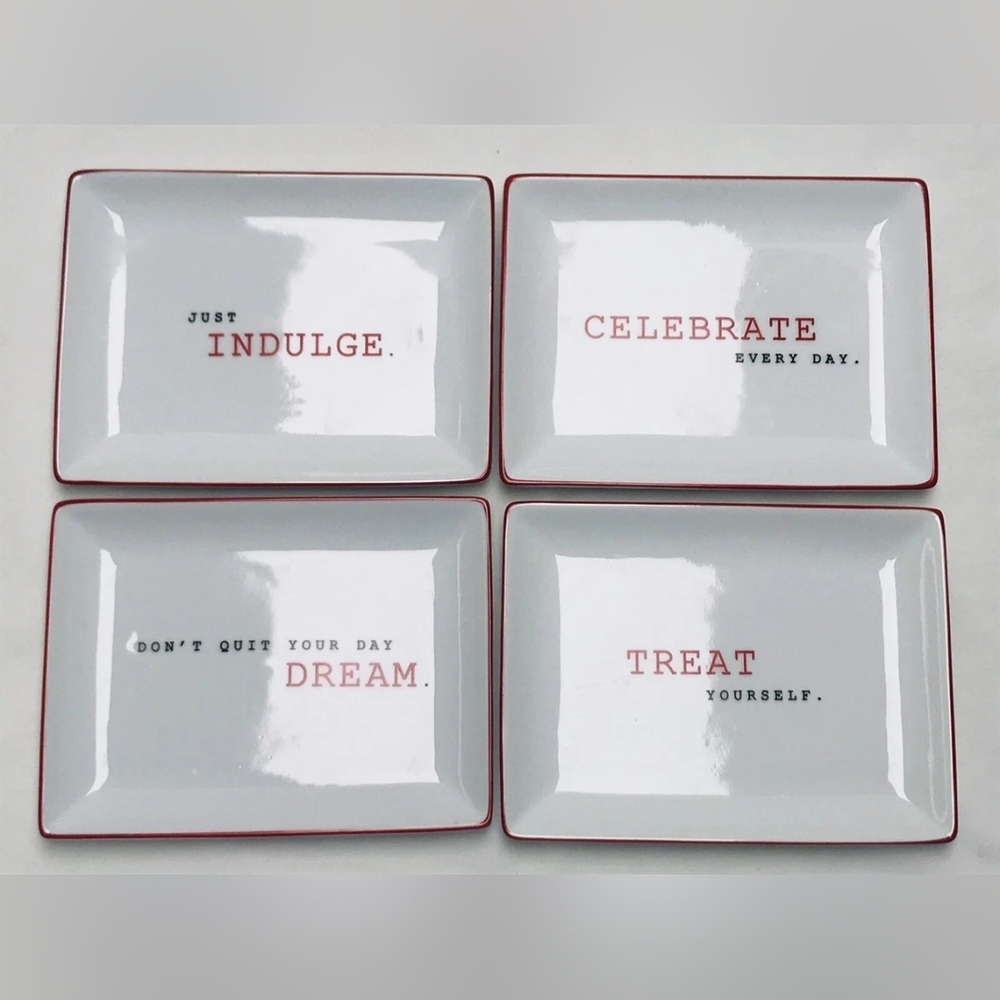 The Cellar For Macy's Set 4 Porcelain Holiday Inspirational Appetizer Plates